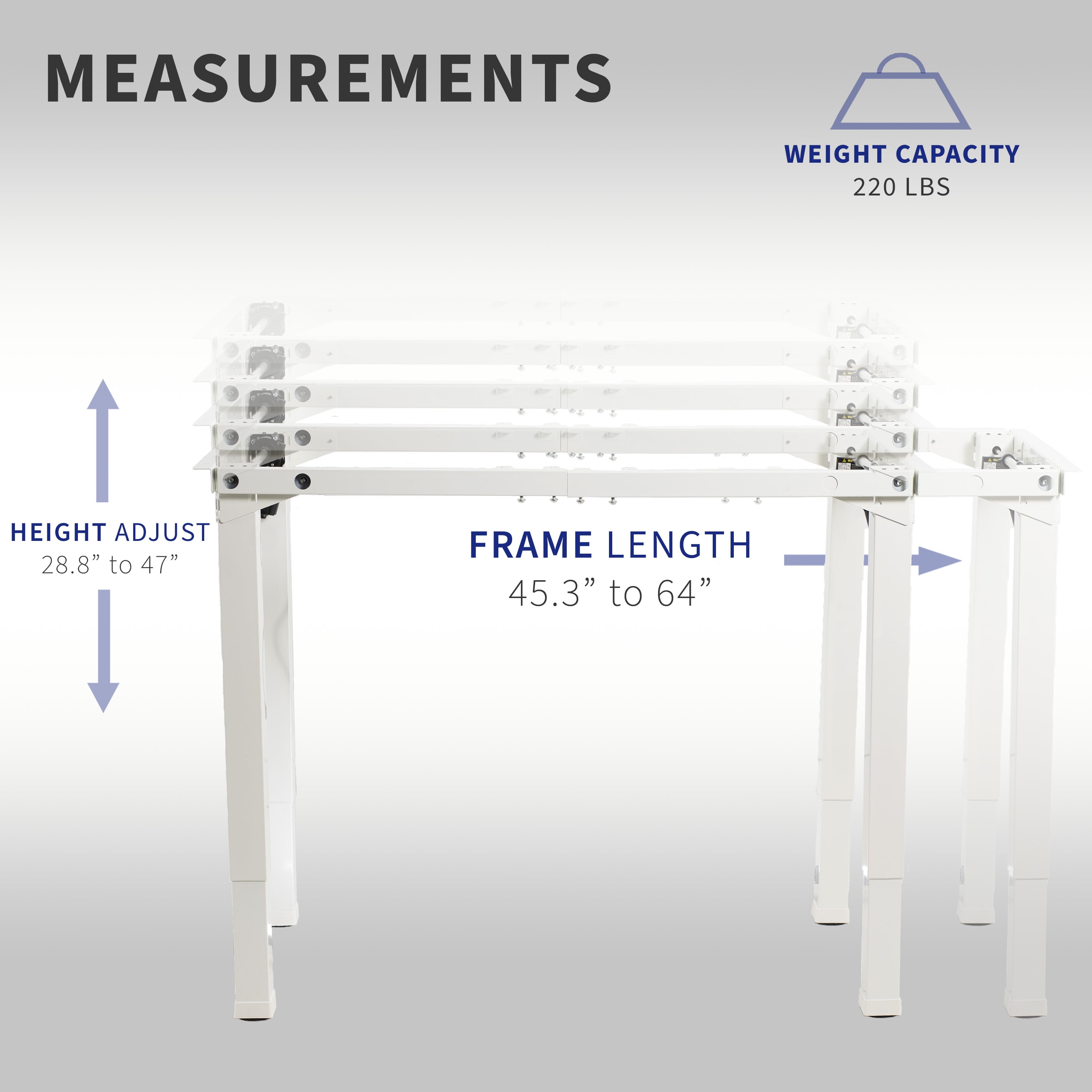 VIVO White Electric Dual-Motor Height Adjustable 4-Leg Standing Desk Frame