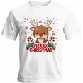 thumbnail image 1 of Mens T Shirts Merry Christmas Deer Snowflakes Short Sleeve Casual Men's Tee Tops Graphic T-Shirts for Teen Boys/Men, 1 of 8
