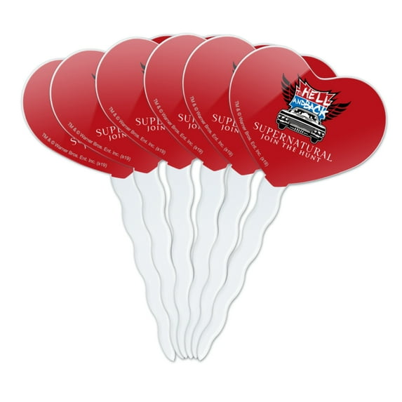 Supernatural To Hell and Back Heart Love Cupcake Picks Toppers Decoration Set of 6