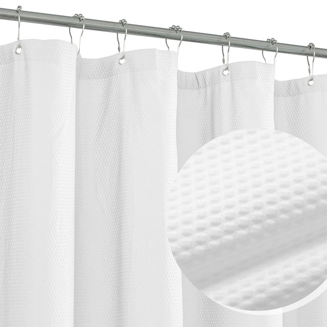 Mrs Awesome Embossed Microfiber Fabric Shower Curtain Liner Lightweight, White 71" x 72