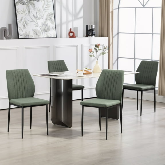 BRTHORY Dining Chairs Set of 4, Modern Kitchen & Dining Room Chairs, Upholstered Cushion Seat and Sturdy Metal Legs (4 Green Chairs)