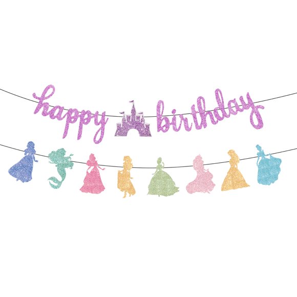 Guirnalda de Brillo Rosa "Feliz Cumpleaños" Princesa Neyeidru
