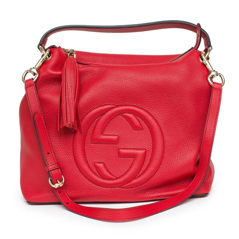 Gucci Soho Flame Red Leather Bag Soft Hobo Italy Handbag New Walmart
