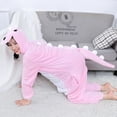 thumbnail image 4 of Mono de franela de dinosaurio rojo, traje de Cosplay de dibujos animados, ropa de dormir con capucha de una pieza, Conjunto de Pijama familiar, 4 of 4