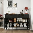 thumbnail image 3 of Yeahumalia Fluted Storage Cabinet Sideboard Buffet with 3 Doors and 2 Drawers, Black, 3 of 8