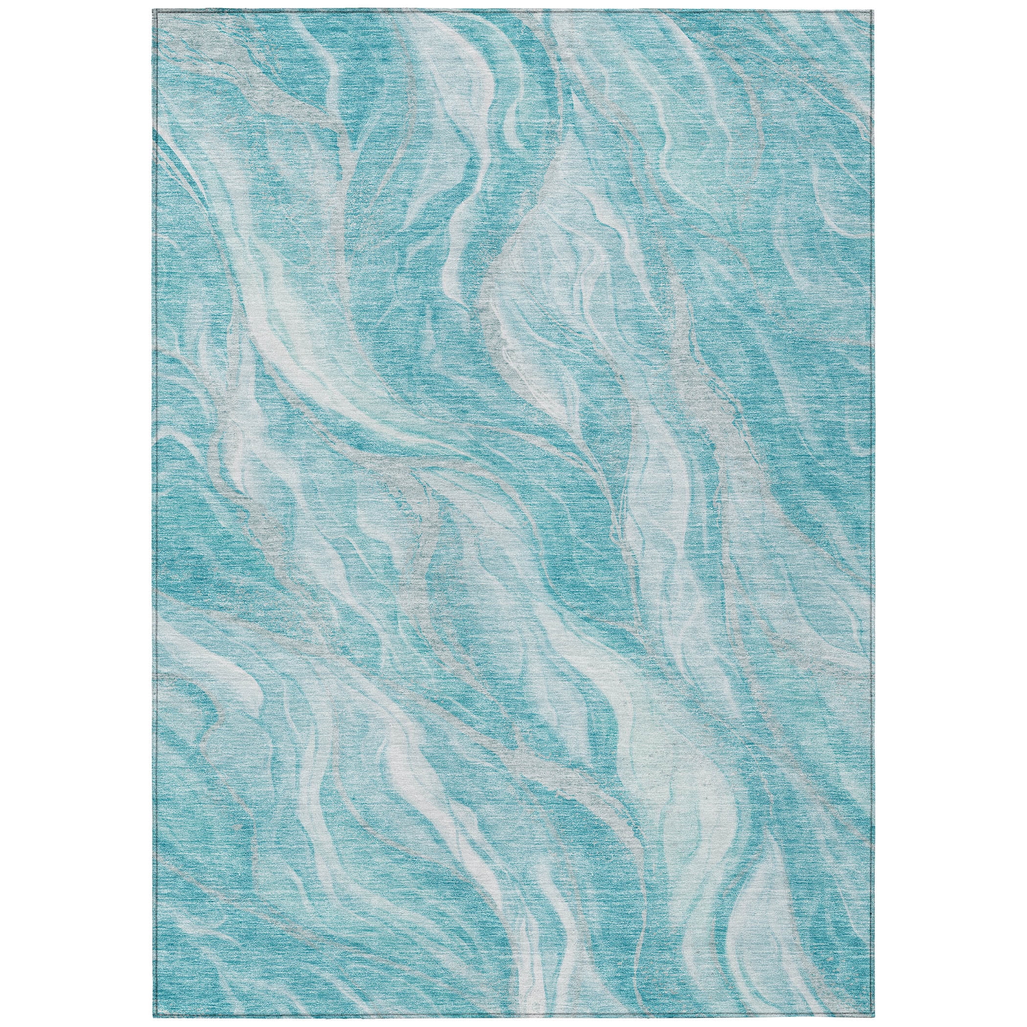 Addison Rugs Chantille Indoor/Outdoor Transitional Waves Teal Washable Rectangle Rug, 5' x 7'6"
