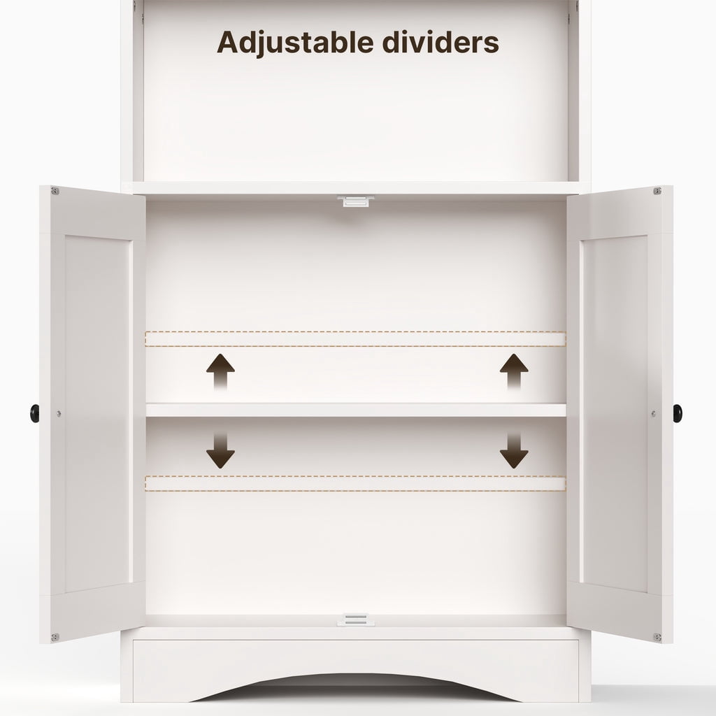 Aiho 71" H Bookcase, 6-Shelf Bookcase with Adjustable Shelves & Doors for Home Office, Living Room, Bedroom - White