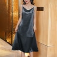 thumbnail image 2 of EINCcm Women's Spaghetti Strap Midi Satin Silk Dresses Cowl Neck Party Cocktail Evening Sexy Dress, 2 of 6