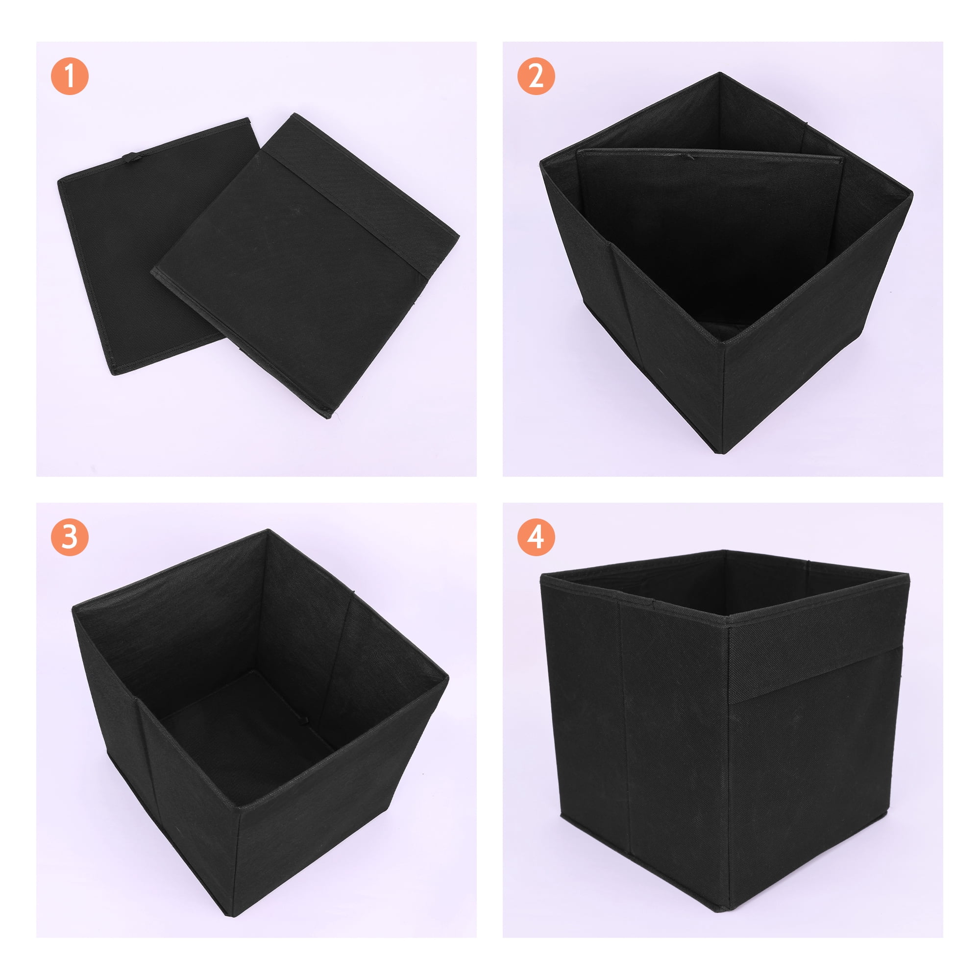 REGALWOVEN Collapsible Fabric  Storage Cube, Storage Bin for Shelves Closet, Storage Basket Black 15*13*13in