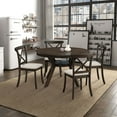 thumbnail image 5 of 47.24'' Round Rubber Wood Dining Table. Fits 4-6 people. Wooden Trestle Pedestal Base. Modern for Dining Room & Living Room. Stylish & Functional Kitchen Table. Elevate Your Dining Experience, 5 of 8