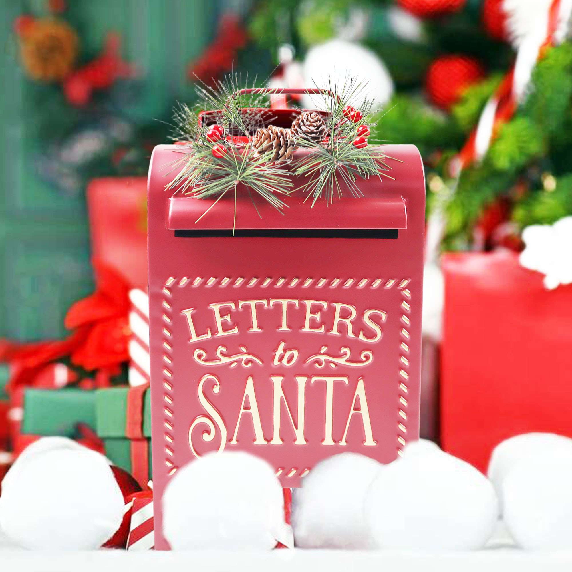 Holiday time Santa mailbox,14 inch height,red colour