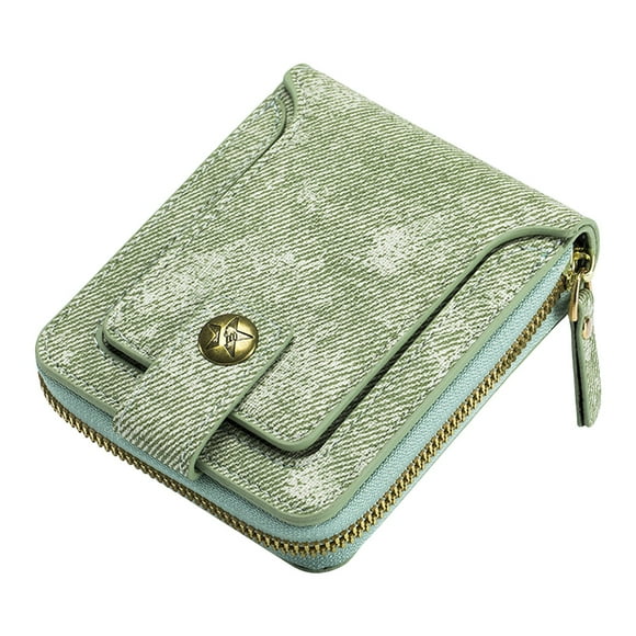 asddcavvf Imitation Denim Vintage Women Wallets High Capacity Small Wallets Zipper PU Leather Pocket Female Purse Card Holder Wallet Visiting Holder Metal Collector Sleeves