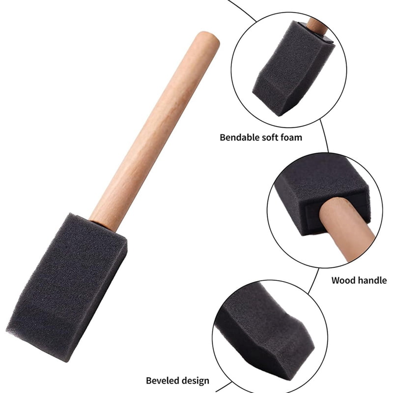 240 Pcs Foam Paint Brushes, 1 Inch Foam Brush with Wood Handle, Bulk Sponge Brushes for Painting, Foam Art Paintbrushes