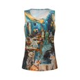 thumbnail image 3 of Picia Whimsical Cats Night Cafe Pattern Women's Workout Tank Top,Breathable Activewear,Slim Fit Athletic Top,Versatile Workout Moisture-wicking top-XX-Large, 3 of 9