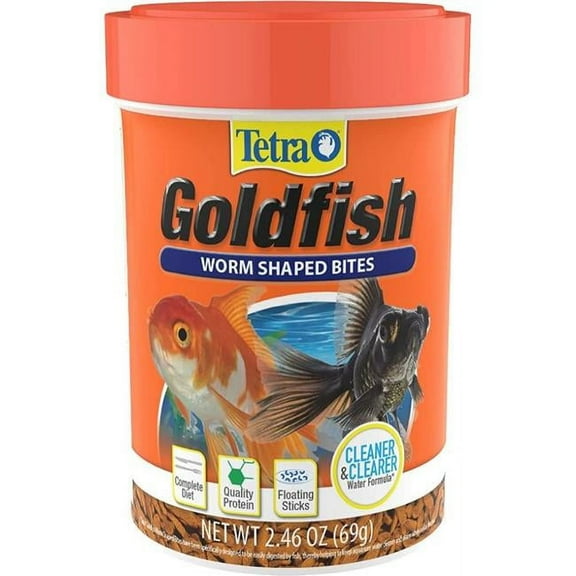 Tetra Goldfish Worm Shaped Bites Fish Food, 2.42 oz