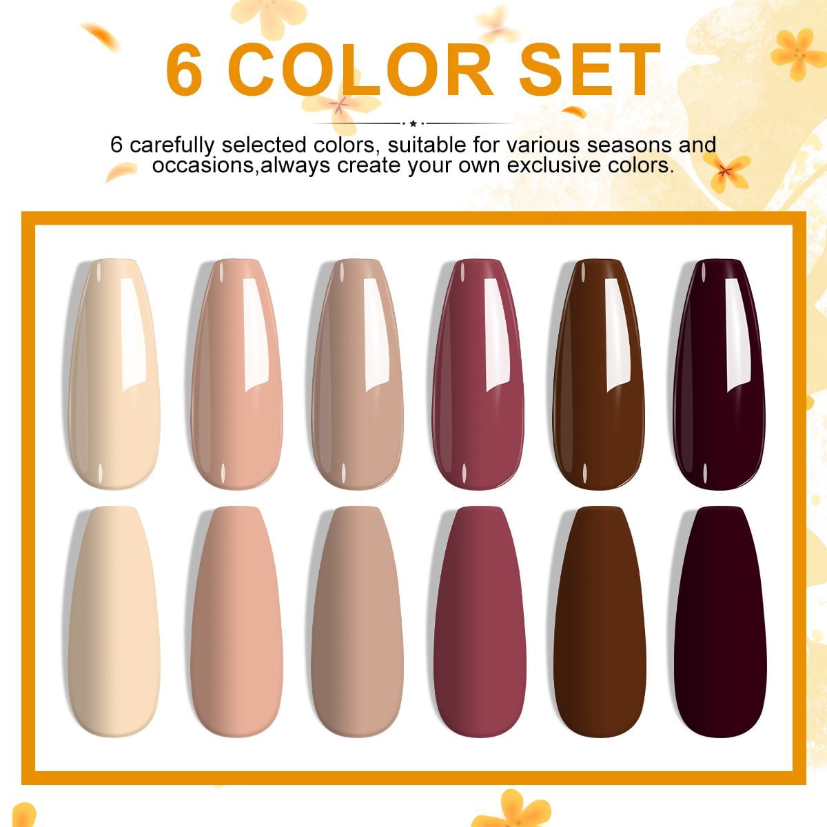 6Pcs Gel Polish Set, 6 Vibrant Colors UV Gel Nail Polish Red Blue Green Christmas Gift for Women Girls