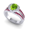 thumbnail image 2 of 2.35 Carat Oval Cut Peridot & Red Ruby Gemstone Shiny Anniversary Ring for her 18K White Gold Size 8.5 by Diamond-Capitals, 2 of 8