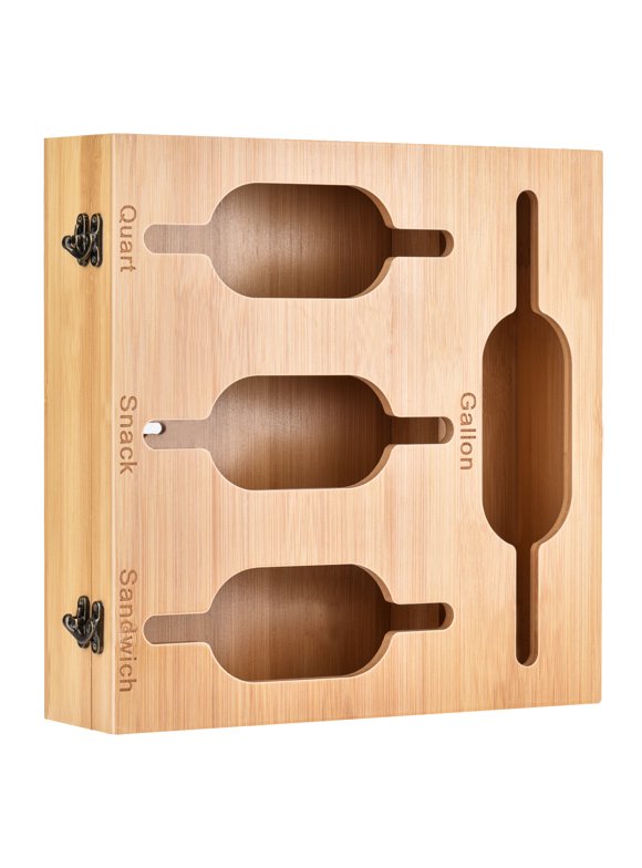 Obabil Ziplock Storage Bag Organizer for Kitchen Drawer, Bamboo Organizer Compatible for Gallon, Quart, Sandwich & Snack Variety Size Bag