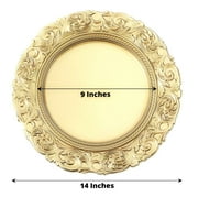 Efavormart Set of 6 GOLD 14 Round Plastic Charger Plates With Engraved Baroque Design Rim For Wedding Party Events