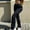 Black, variant on CALAFEBILA Jogger Plus Size Cargo Pants for Women Straight Leg High Waist Streetwear Pants for Women Workout Stretchy Waist Loose Fit Trousers 4 Pockets