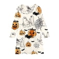 thumbnail image 3 of Pleated Dress Long Sleeve for Girls School Style Long Sleeve Round-Neck Dress 4-14 Years Children and Girls' Halloween Printed Princess Dress Long Sleeved Round Neck Dress Multicolor 170, 3 of 4