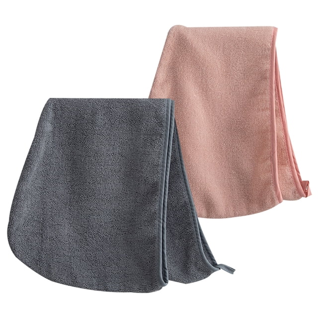 Toalla para el cabello, envoltura para la cabeza de turbante súper absorbente de algodón de secado rápido para mujeres con botón (2 unidades)
