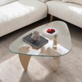 thumbnail image 3 of GZXS Modern Coffee Table with Glass Top, 43.3" Triangle Center Table for Living Room, Clear & Natural, 3 of 6