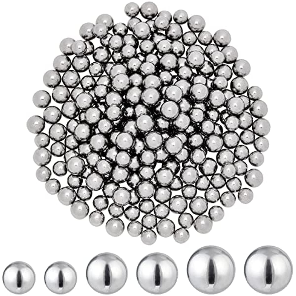 About 450Pcs 3 Styles Burnishing Media Shot Stainless Steel Polished Beads 46mm Tumbling Media