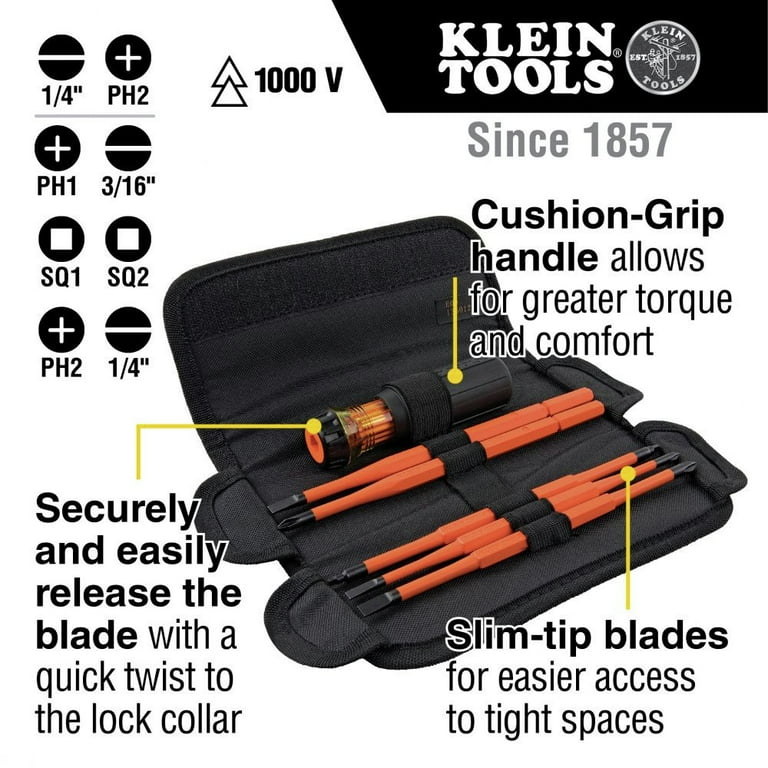 Klein 32288 8-in-1 Insulated Interchangeable Screwdriver Set with