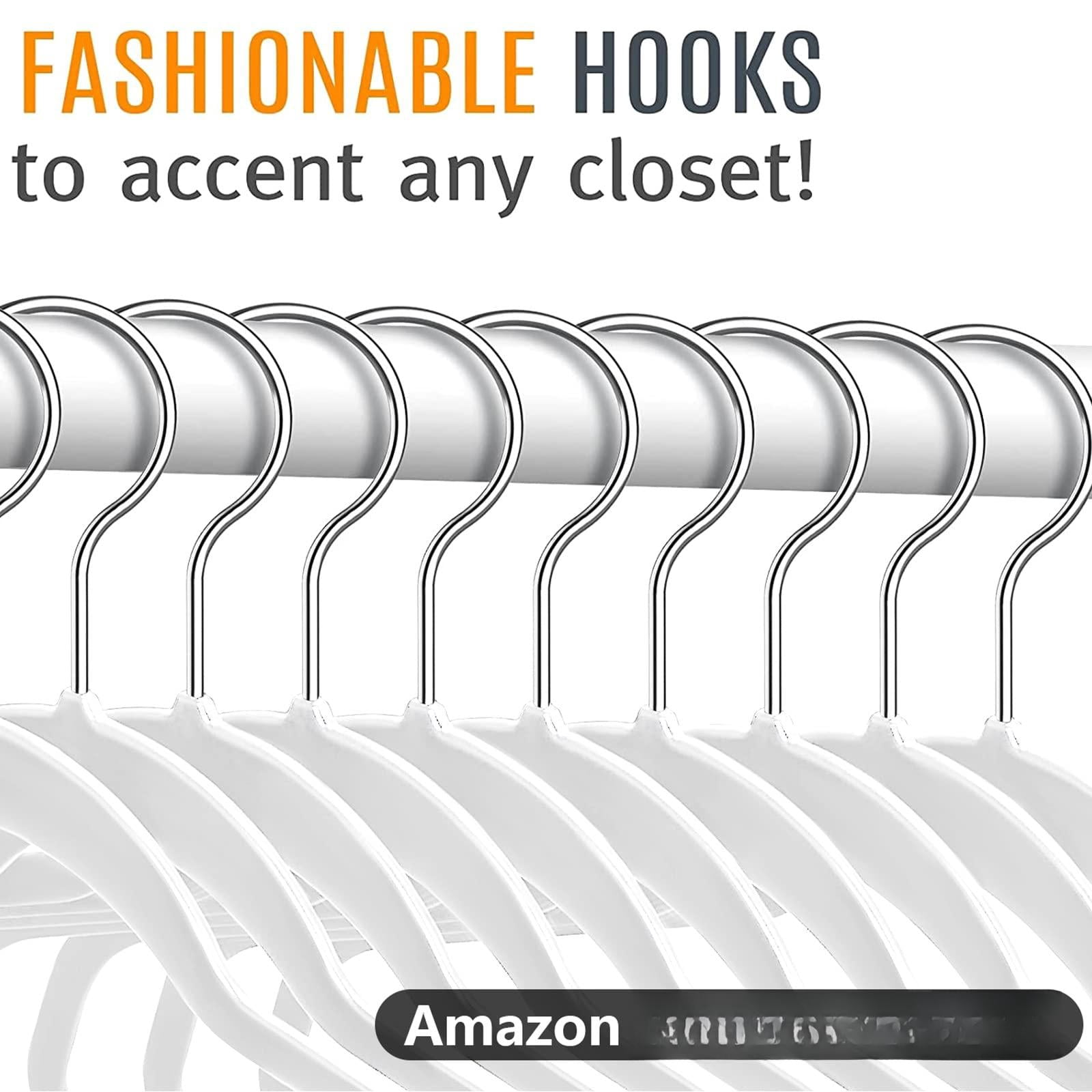 50 Plastic Hangers 17.7 Inch Non-slip  Space Saving Closet Organizers Heavy Duty Slim For Pants Shirts Coats (white Ultra Thin & Durable)