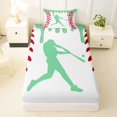 thumbnail image 3 of Erosebridal Mint Dripping Baseball Stitch & Hitter Silhouette Graphic Twin Sheet Sets 3pcs, Baseball Graphic Bedding for Boys And Girls Kids,Lightweight Room Decor, 3 of 5