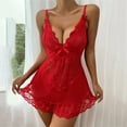 thumbnail image 4 of BWASD Womens Pajamas Ruffle Sheer Mesh Harness Bodysuit Skirt Cute Babydoll Sleepwear Dress Babydoll Pajamas Red M Valentine's Day Goft, 4 of 5