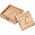 thumbnail image 1 of Personalized Monogrammed Coaster Set | Includes 6 Drink Coasters with Holder | Bamboo Coasters for Coffee Tables - Wedding Gifts - Holiday Presents and More | Monogram “L”, 1 of 2