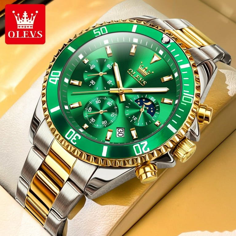 Gold watch green face mens best sale