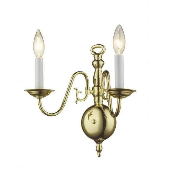 2 Light Traditional Steel Candle Wall Sconce-13 inches H By 12.75 inches W-Polished Brass Finish Bailey Street Home 218-Bel-732110