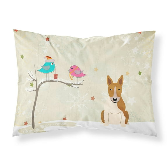 Christmas Presents between Friends Bull Terrier - Red and White Fabric Standard Pillowcase