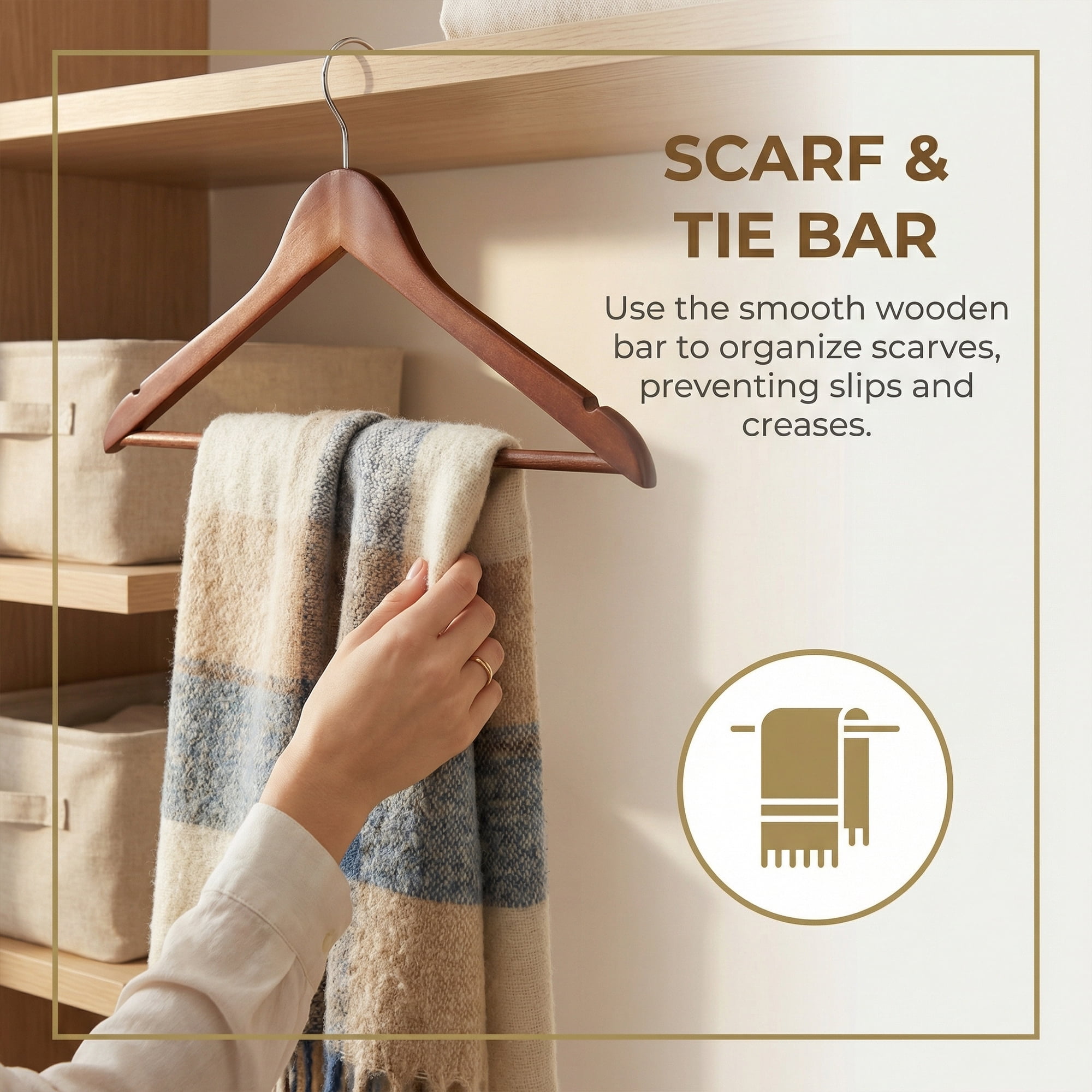 Unique Bargains 2Pcs Wood Durable Space Saving Home Clothes Hangers Retro