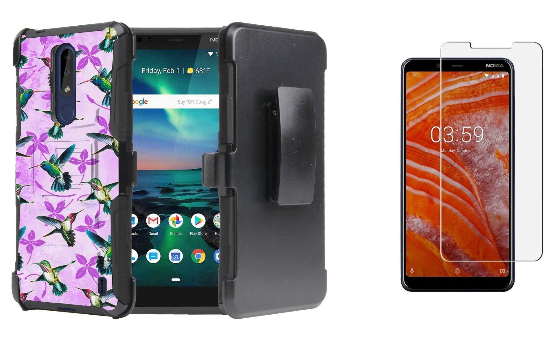 BC Rugged Series Compatible with Nokia 3.1 Plus (Cricket) Bundle with