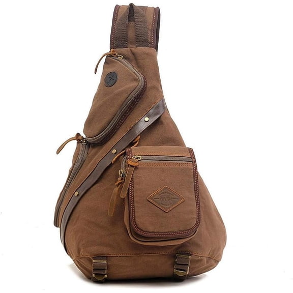 Canvas Sling Bag - Large Chest Sling Shoulder Crossbody Backpack for Men & Women