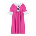 thumbnail image 4 of iiniim Kids Girls Medieval Princess Dress-up Lace Collar A Line Maxi Gown Dress Rose 14, 4 of 4
