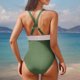 thumbnail image 5 of Traje de baño de bikini de verano para mujer, de color liso, con cojín en el pecho y sin soporte de acero, sin espalda, con tirantes, de nailon., 5 of 5