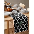 thumbnail image 3 of Morocco Black Burlap Cotton Table Runner 13x72 Inches Long, Ombre Grey White Plaid Lattice Geometric Farmhouse Table Runners, Outdoor Dining Tablecloths Decor for Baby Shower/Party/Wedding, 3 of 6