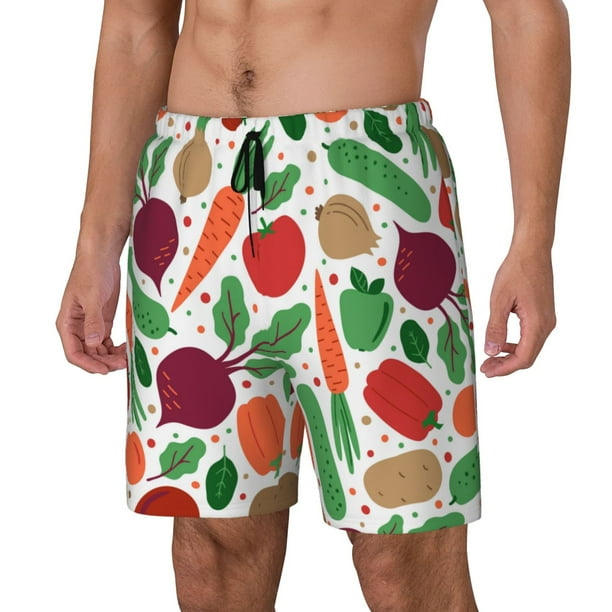 Fotbe Vegetables Traje de Baño para Hombre – Shorts de Natación de Secado Rápido con Forro y Bolsillos-Small