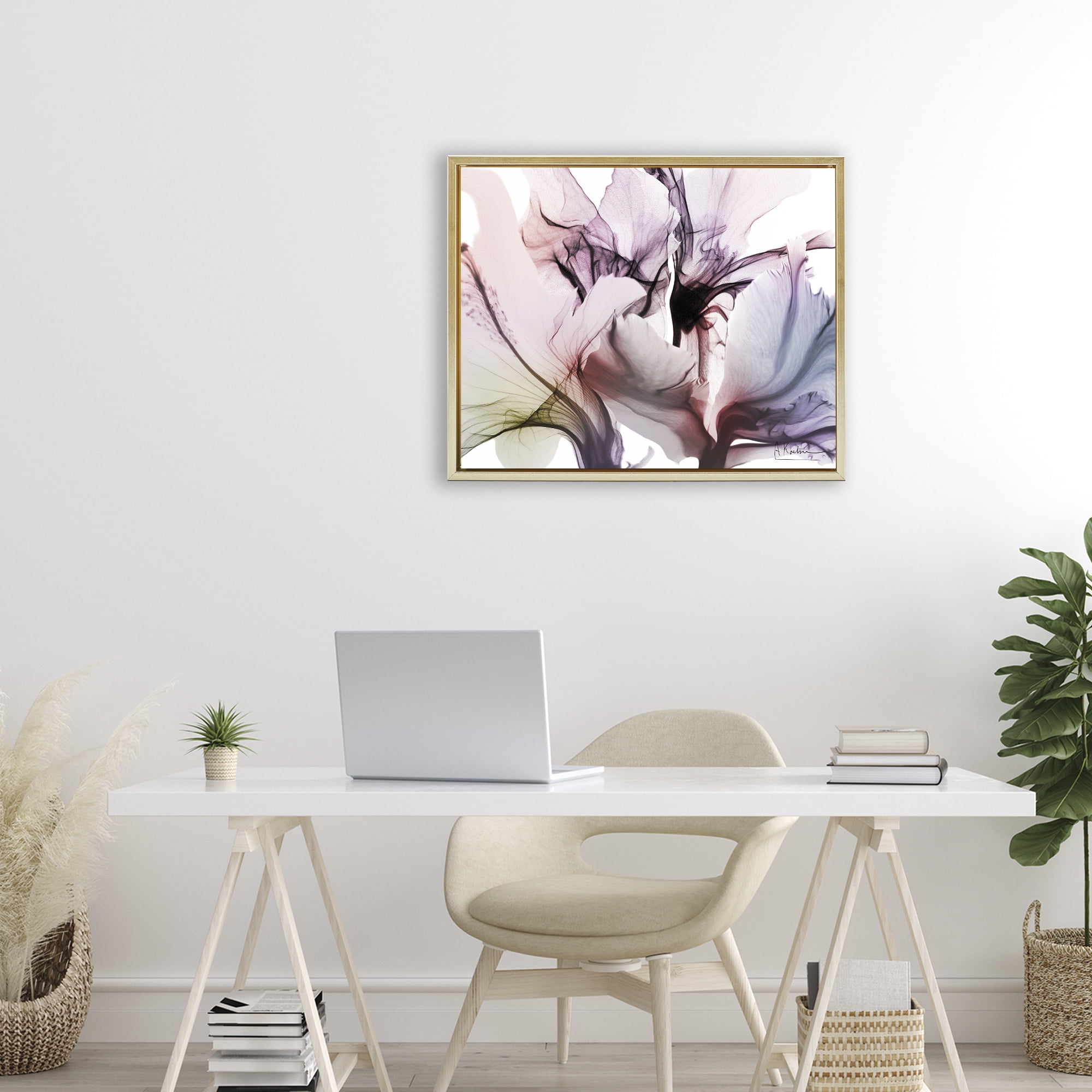 Stupell Industries Brilliant Song Flower Petals Gold Framed Floater Canvas Wall Art, design by Albert Koetsier