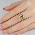 thumbnail image 3 of Rose Gold Plated Peridot Bridal Ring Set,Oval Cut Green Peridot Ring, 925 Sterling Silver Ring, 3 of 5