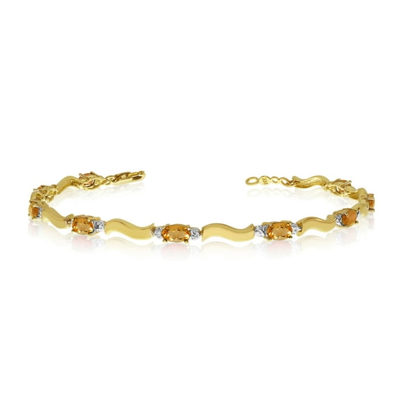 10K Yellow Gold Oval Citrine and Diamond Bracelet
