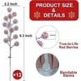 thumbnail image 2 of 12-Pack Frosted Holly Berry Stems - Snowy Red Christmas Craft Picks for Wreaths, 2 of 5