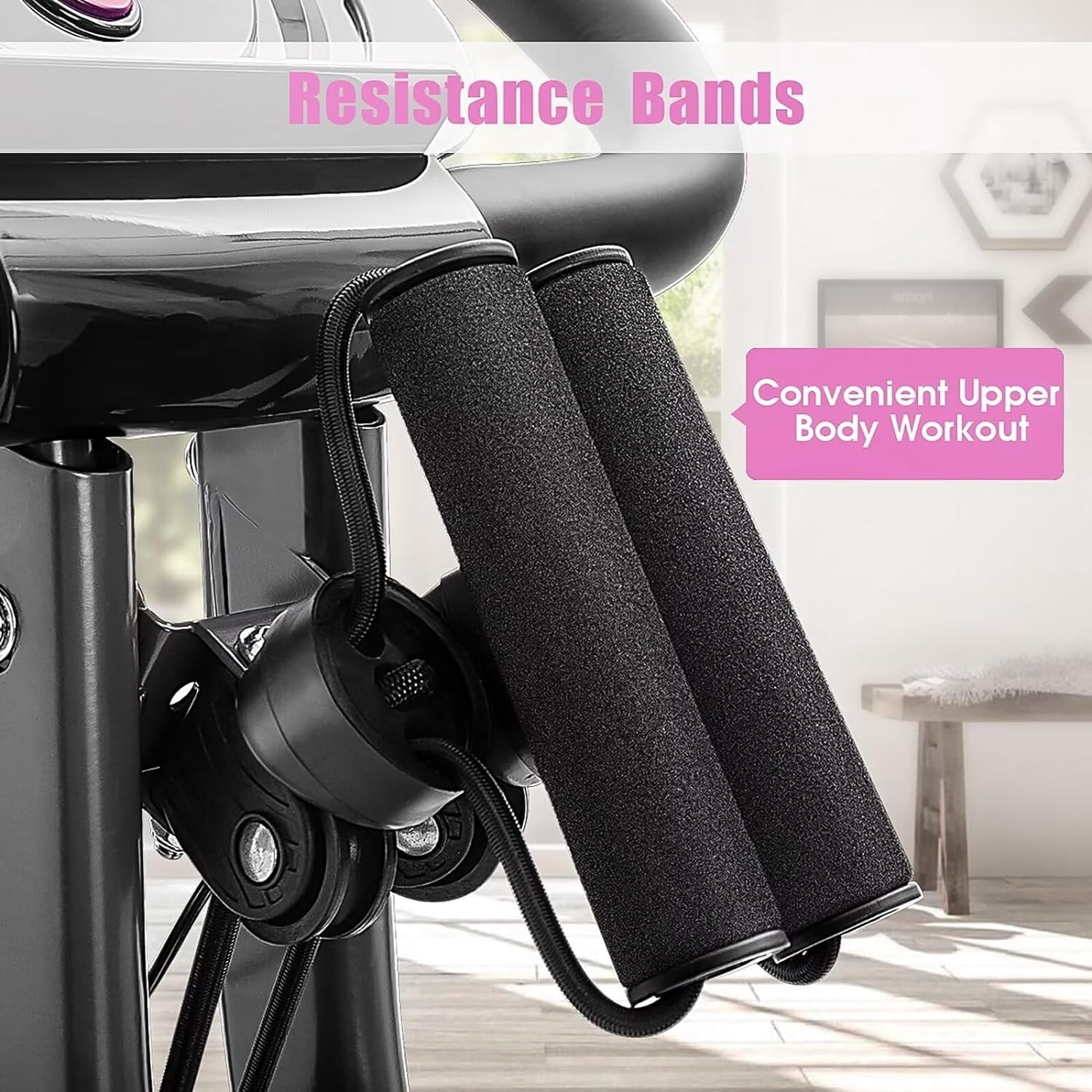 HLAiLL Foldable Magnetic Stationary Exercise Bike for Home 10-Level Adjustable Resistance Indoor Cycling Maximum Weight 300 lbs with Arm Bands and Backrest(Gray)