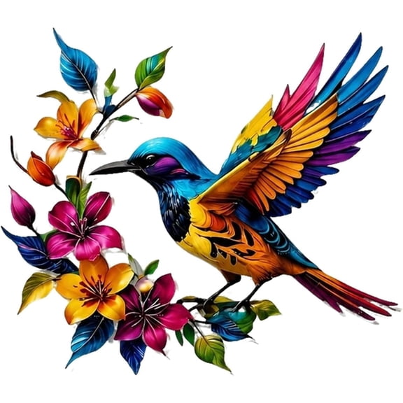 Hummingbird Bloom Metal Wall Art, Colorful Floral Bird Wall Decor, Rustic Hummingbird Decor for Living Room Bedroom Entryway