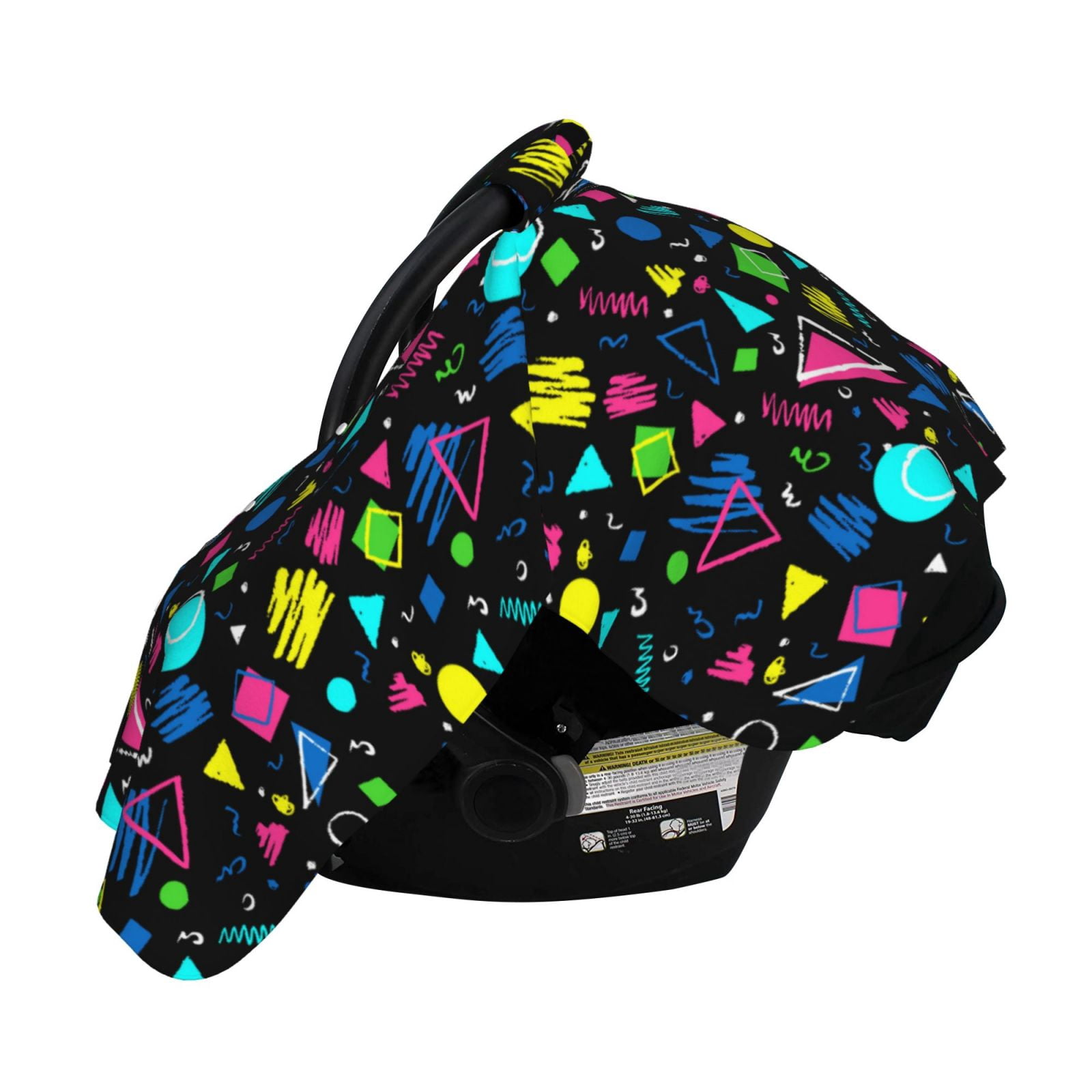 Naloa Geometric 1980s Styled Baby Car Seat Cover, Breathable Baby Carrier Cover, Multiuse Baby Carrier Cover & Nursing Breastfeeding Cover